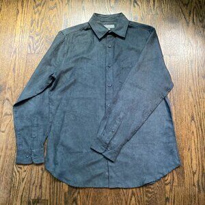 Denver HayeS Classic for Mens suede  dress shirt. size M/ CHARCOAL